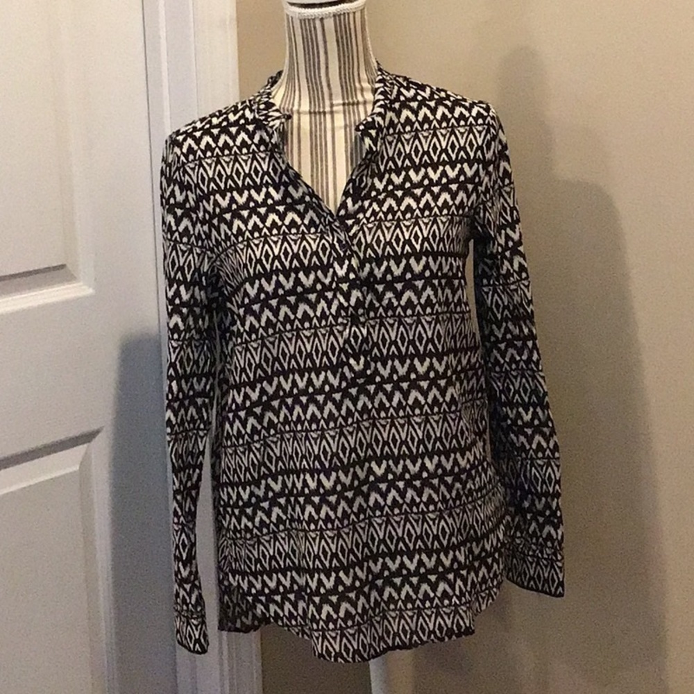 H&M Black and Cream Aztec Top Tunic Size 6